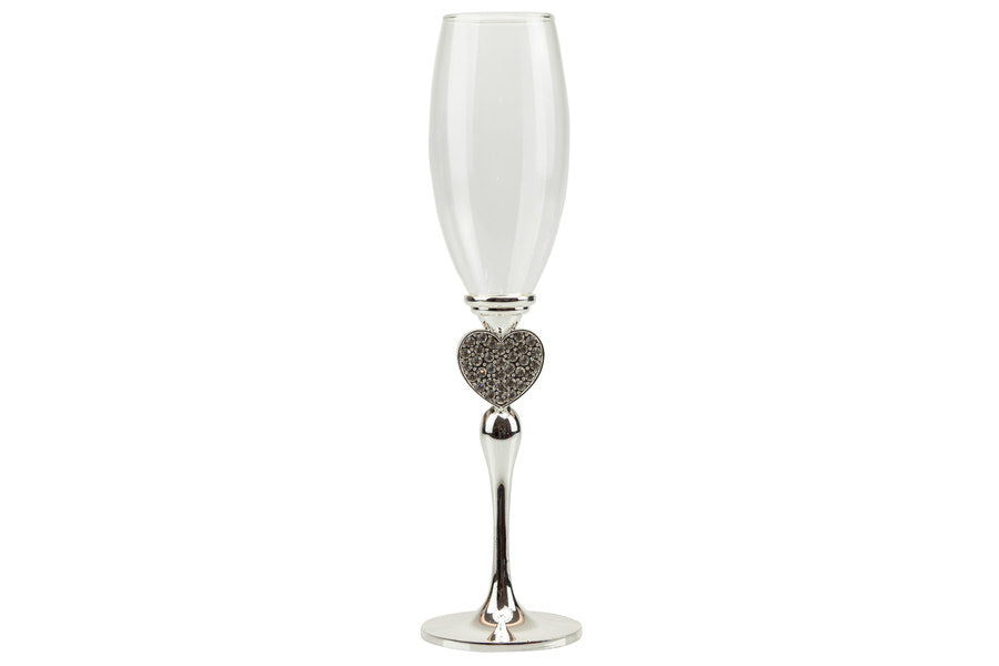 Matrimonio Harmony Coppia flut silver con cuore Porcellana